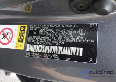 2013 Lexus Rx 350 F Sport из США, поврежденный, VIN 2T2BK1BA5DC217940